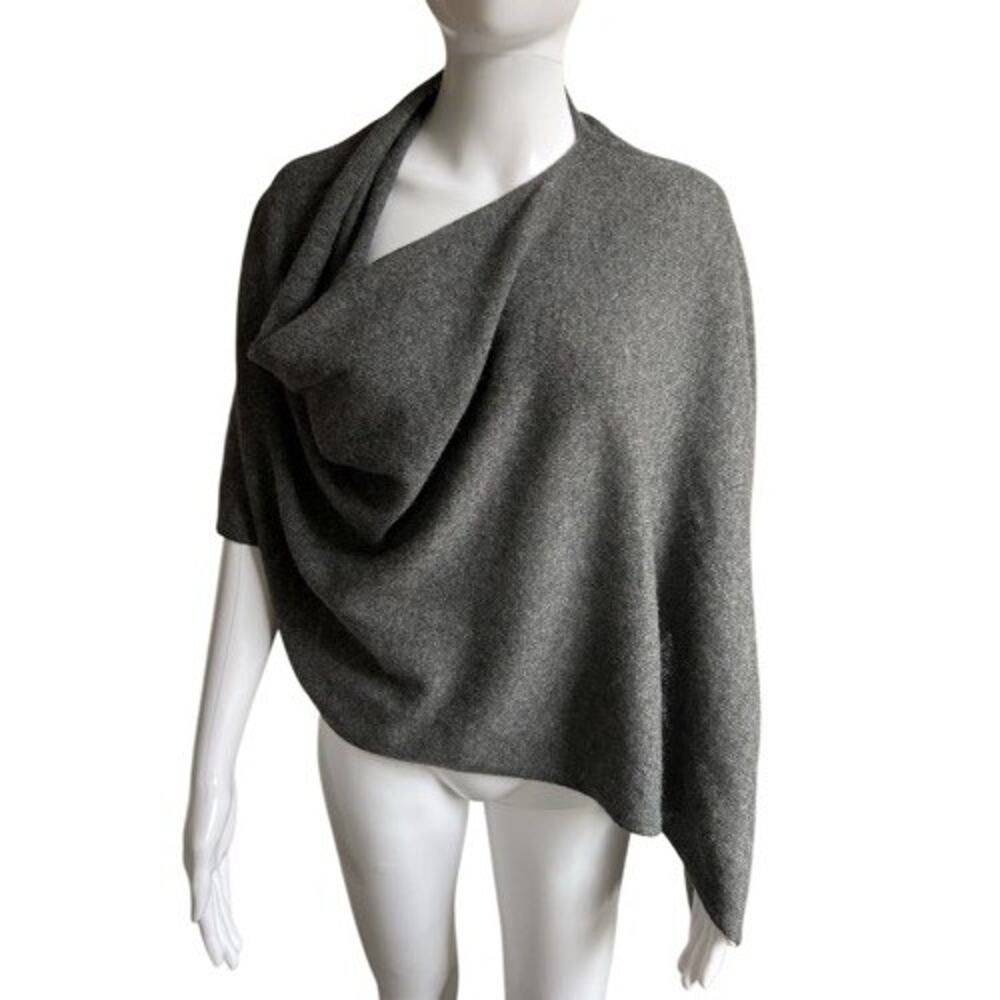 Claudia Nichole 100% Cashmere Dress Topper Poncho Gray One Size Minimalist